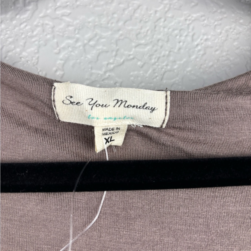 See You Monday Women’s XL Taupe Mauve Short Sleeve Midi Dress - Picture 3 of 9